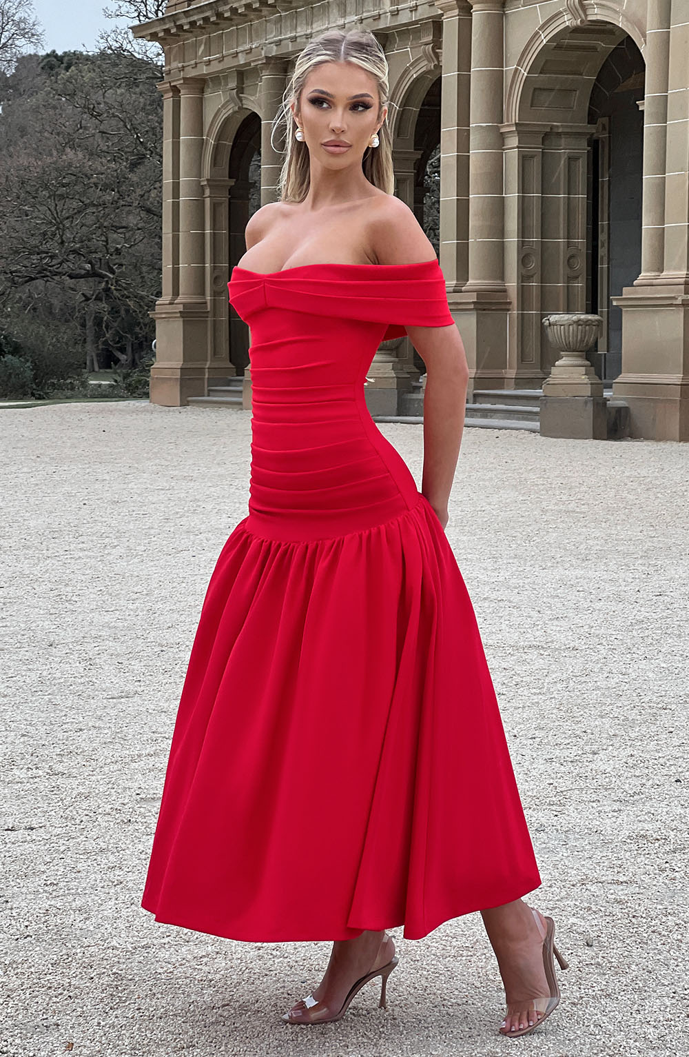 WILHELMINA MIDAXI DRESS - RED