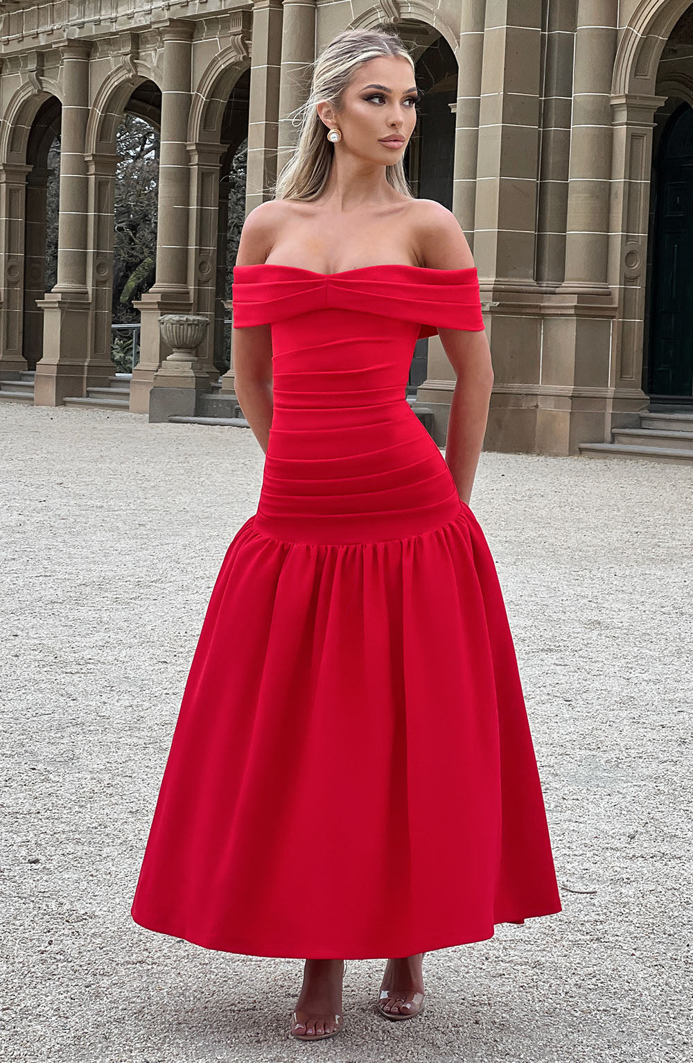 WILHELMINA MIDAXI DRESS - RED