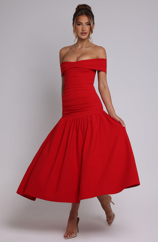 WILHELMINA MIDAXI DRESS - RED
